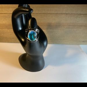 Moonstone Cabochon in with Inlayed Black Enamel